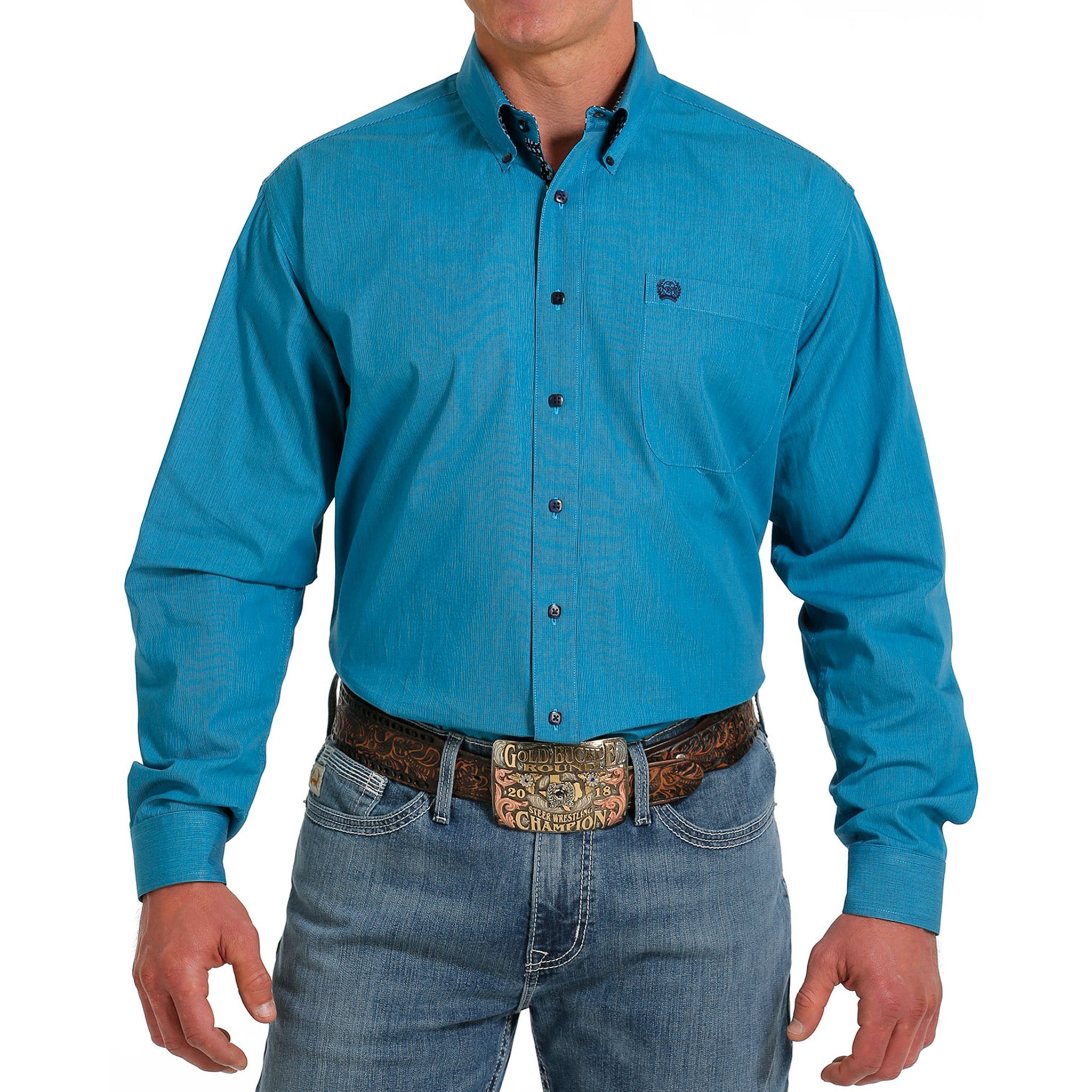 Cinch Men s Turquoise Striped Long Sleeve Shirt
