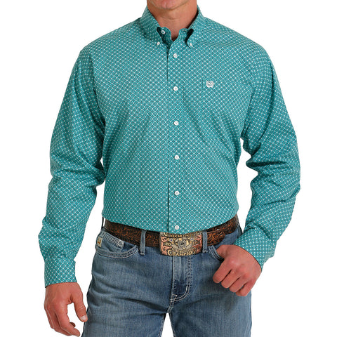 Cinch Men's Turquoise Print Long Sleeve