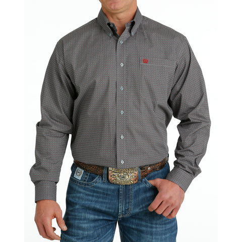 Cinch Men's Grey Geo Print Shirt