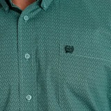 Cinch Men's Green Geo Print Shirt