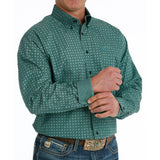 Cinch Men's Green Geo Print Shirt