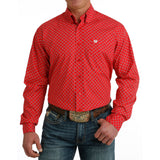 Cinch Men's Red Print Long Sleeve