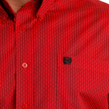 Cinch Men's Red Geometric Print Long Sleeve