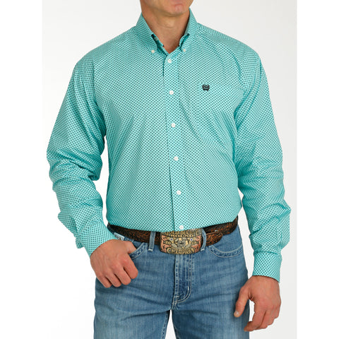 Cinch Men's Blue Printed Long Sleeve Shirt