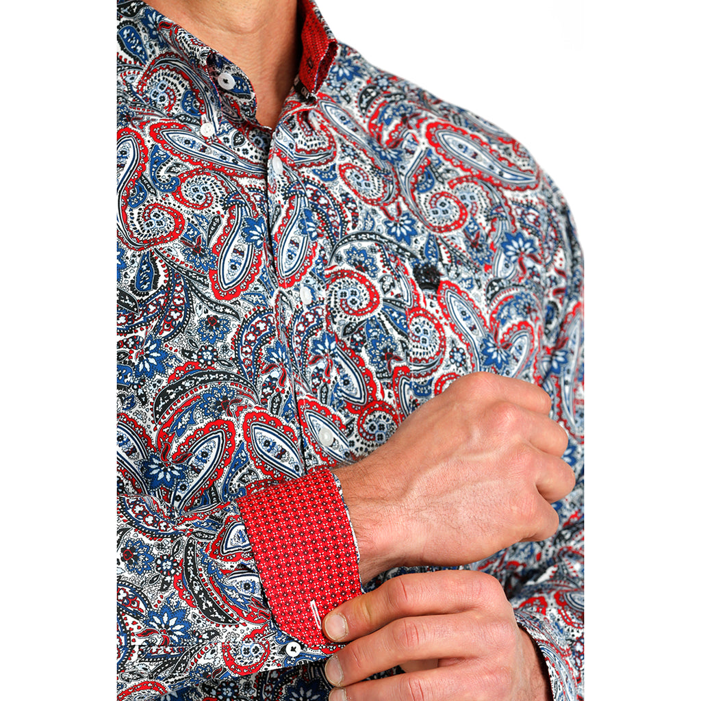 Cinch Men's Red,White & Blue Paisley Long Sleeve