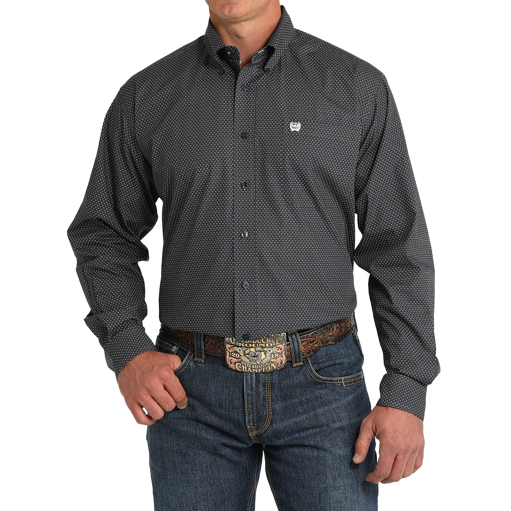 Men's Charcoal Geo Print Long Sleeve Button Down by Cinch Men's Charcoal Geo Print Long Sleeve Button Down by Cinch