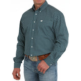 Cinch Men's Teal Geo Print Long Sleeve