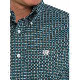 Cinch Men's Teal Geo Print Long Sleeve