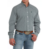 Cinch Men's Geo Stripe Green & White Long Sleeve Shirt