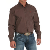 Cinch Men's Brown & Red Geo Print Long Sleeve