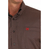Cinch Men's Brown & Red Geo Print Long Sleeve