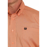 Cinch Men's Coral Geometric Print Button-Down