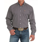 Purple Geo Print Long Sleeve Button-up Shirt with Single Pocket