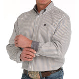 Men's Cinch White Striped Shirt