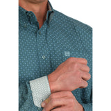 Cinch Men's Green Geo Print Shirt
