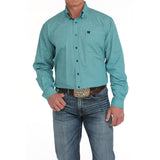 Turquoise Medallion Print Button-up Single Pocket Long Sleeve Shirt