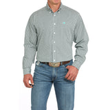 Cinch Men's White, Turquoise and Navy Geo Long Sleeve Shirt