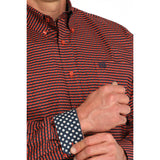 Cinch Men's Red Geo Print Long Sleeve Shirt