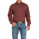 Cinch Men's Red Geo Print Long Sleeve Shirt