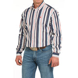 Cinch Men's Navy, White, and Red Long Sleeve Shirt