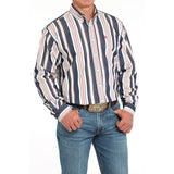 Cinch Men's Navy, White, and Red Long Sleeve Shirt