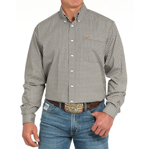 Cinch Brown Multi Geo Print Long Sleeve Shirt