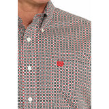 Red/White and Black Geo Print Open Pocket with Logo