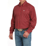 Mens Red and white button up geo pattern