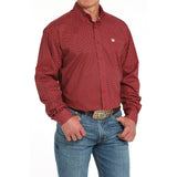 Red button up shirt - geo pattern