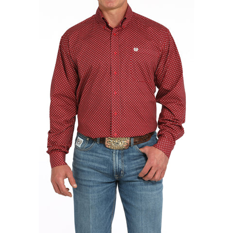 Red Geo Button Up Shirt