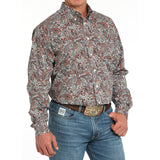 Paisley Print Long Sleeve Button Down Shirt Angle View