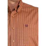 Cinch Men's Brown Geometric Print Long Sleeve Button Down