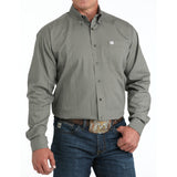 Cinch Men's Olive Diamond Print Shirt Front View