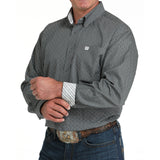 Cinch Men's Charcoal Grey Geometric Print Button Down