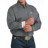 Cinch Men's Charcoal Grey Geometric Print Button Down