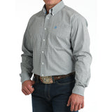Cinch Men's White Square Stitch Print Classic Fit Button-Down Western Shirt front angle view