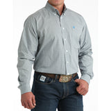Cinch Men's White Square Stitch Print Classic Fit Button-Down Western Shirt left angle view