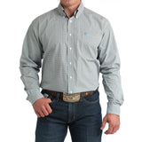 Cinch Men's White Square Stitch Print Classic Fit Button-Down Western Shirt