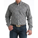 Cinch Men's Grey Paisley Classic Fit Button Long Sleeve Western Shirt