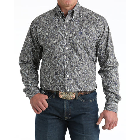 Cinch Men's Grey Paisley Classic Fit Button Long Sleeve Western Shirt