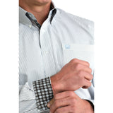 Cinch Tencel Black and White Long Sleeve Shirt close up cuff view