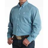 Cinch Men's Blue Long Sleeve Button Down Shirt side view