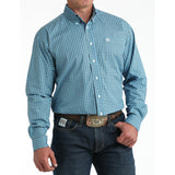 Cinch Men's Blue Long Sleeve Button Down Shirt front view