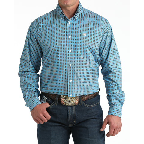 Cinch Men's Blue Long Sleeve Button Down Shirt
