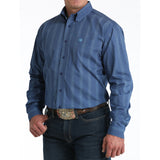 Men's Cinch Royal Blue Geometric Print Button-Down Western Shirt left angle view