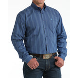 Men's Cinch Royal Blue Geometric Print Button-Down Western Shirt right angle view