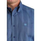 Men's Cinch Royal Blue Geometric Print Button-Down Western Shirt logo view