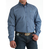 Men's Cinch Blue Diamond Print Long Sleeve Button Front Shirt front view