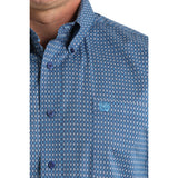 Men's Cinch Blue Diamond Print Long Sleeve Button Front Shirt logo view