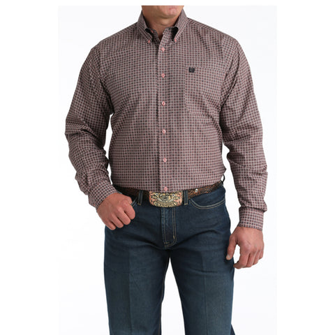 Cinch Men's Basketweave Geo Print Button Down Shirt